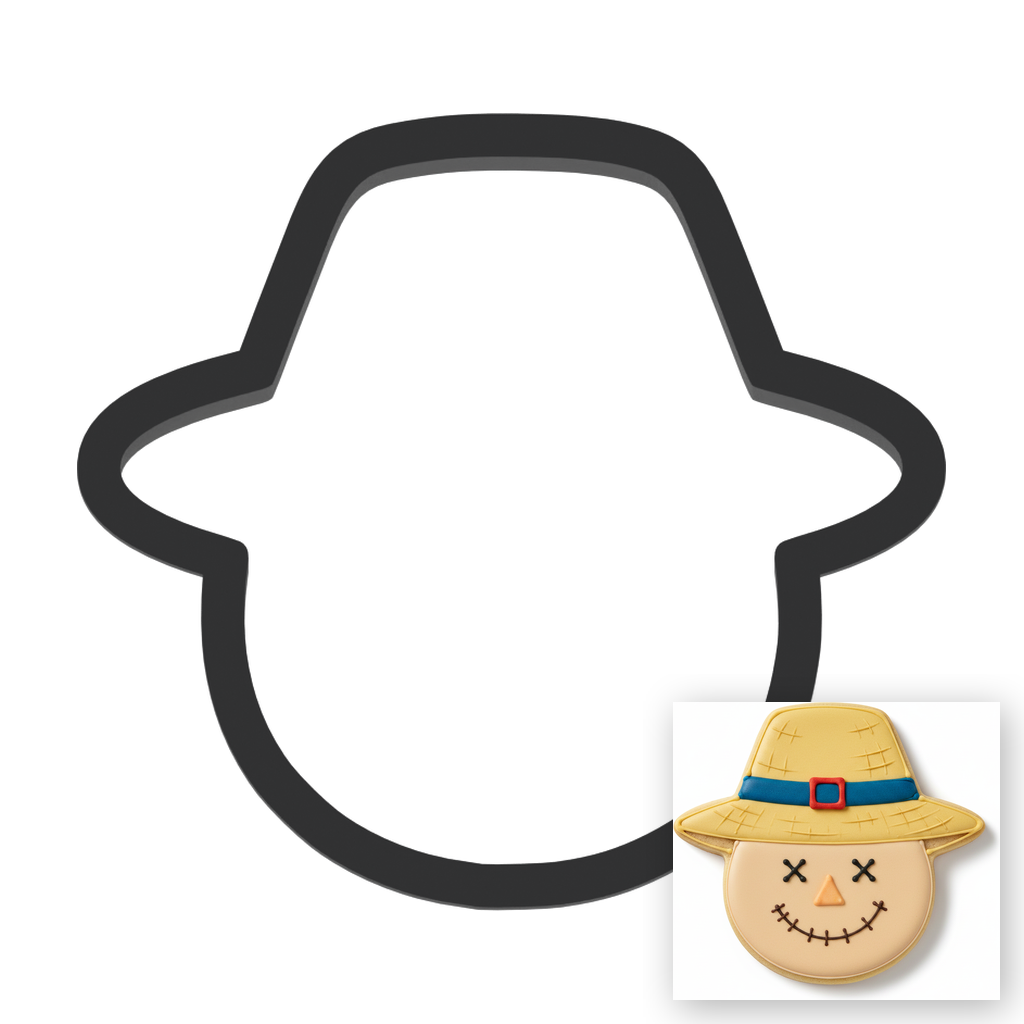 Scarecrow Head Round Cookie Cutter with Easy Push Design — main photo