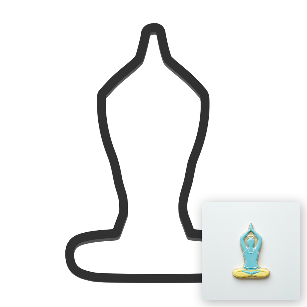 Seated Mountain Yoga Pose Cookie Cutter with Easy Push Design — main photo