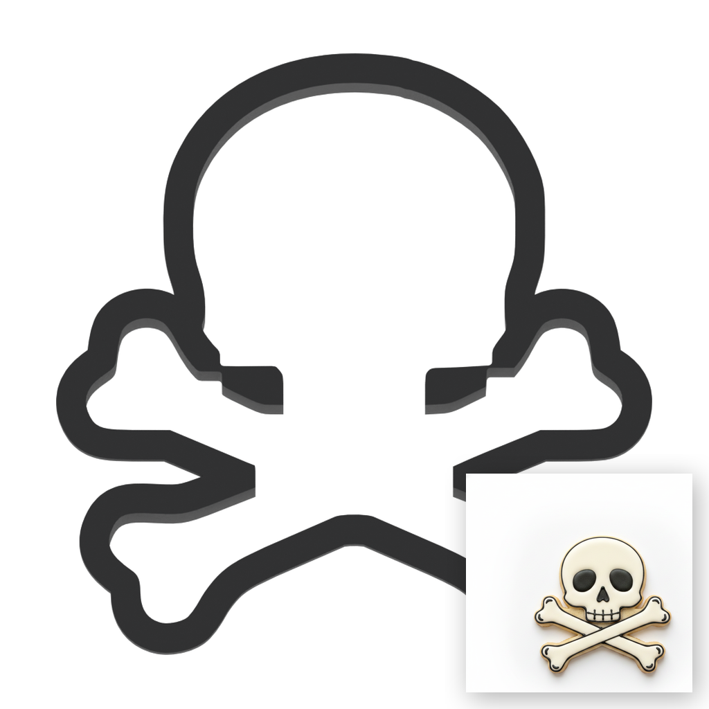 Skull And Crossbones Halloween Cookie Cutter with Easy Push Design — main photo