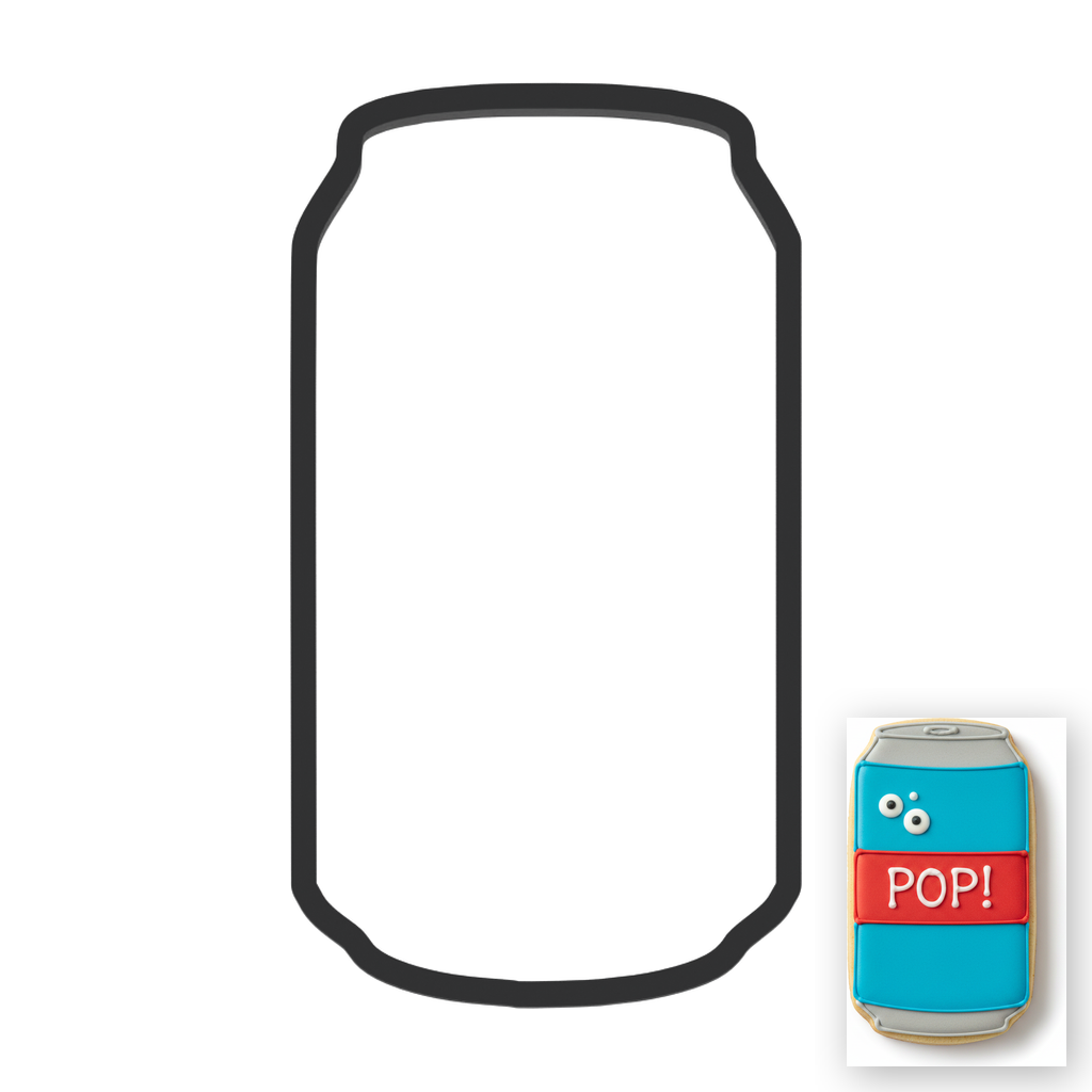 Soda Pop Beer Can Cookie Cutter with Easy Push Design — main photo