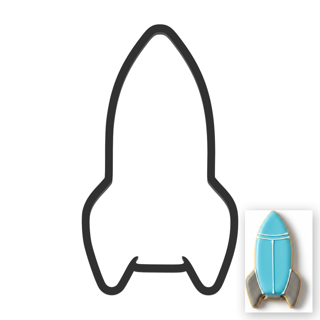Space Rocket Cookie Cutter with Easy Push Design — main photo