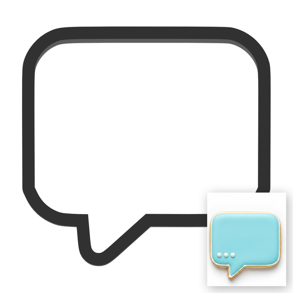 Speech Bubble Square Cookie Cutter with Easy Push Design — main photo