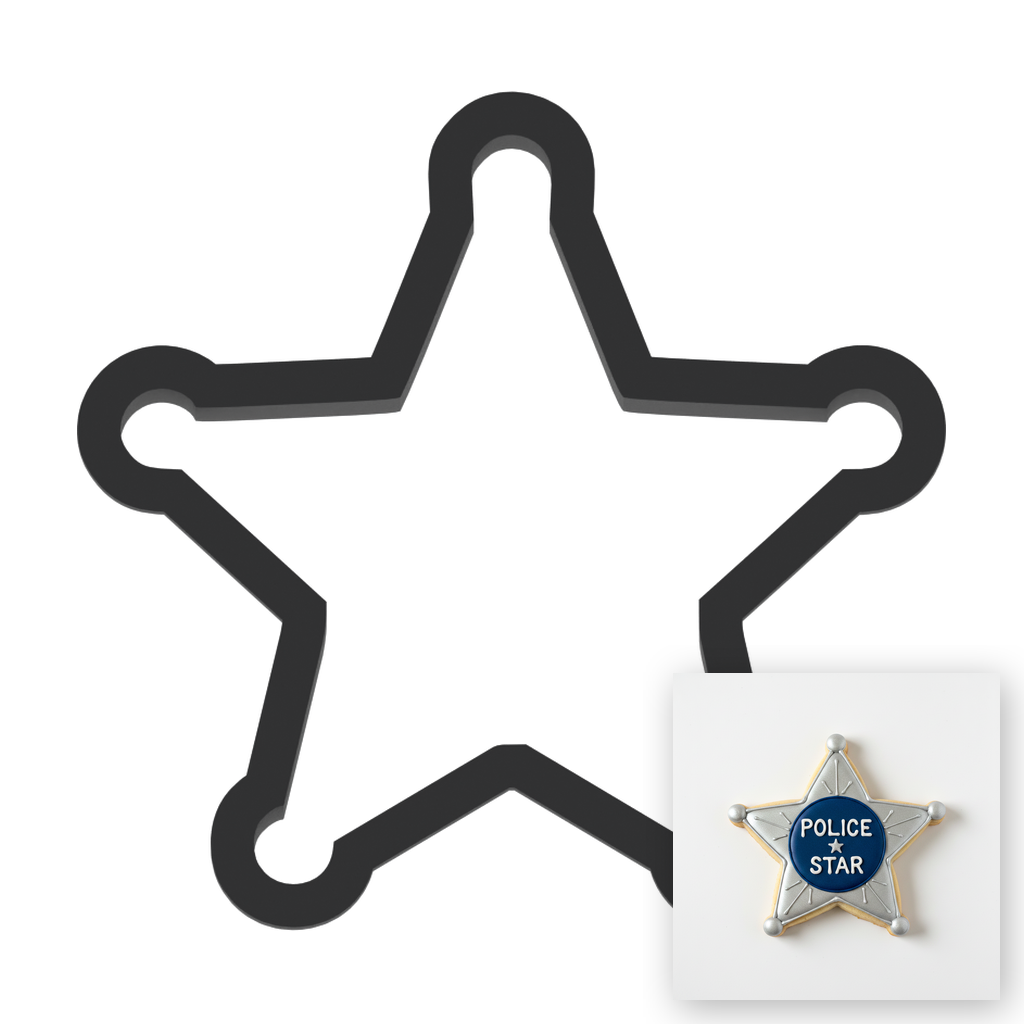 Star Police Badge Cookie Cutter with Easy Push Design — main photo