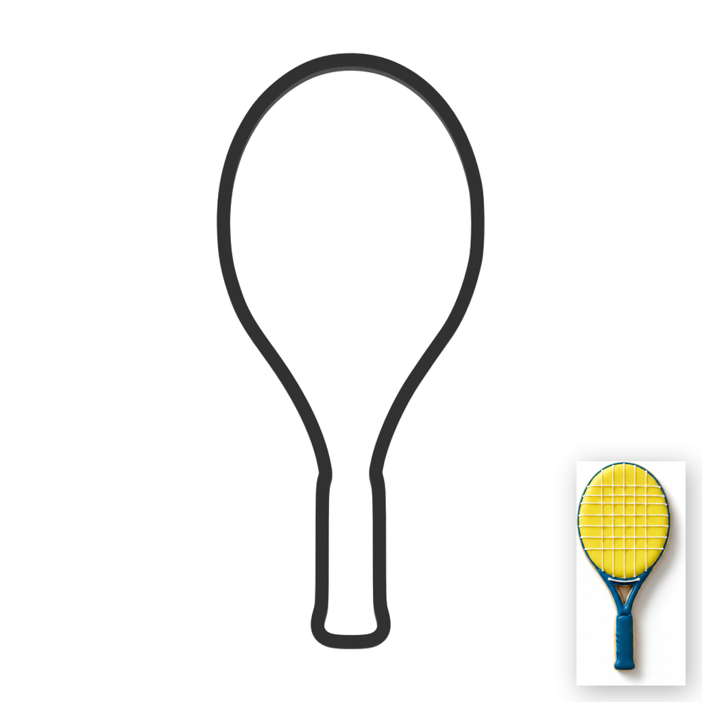Tennis Racket Cookie Cutter with Easy Push Design — main photo