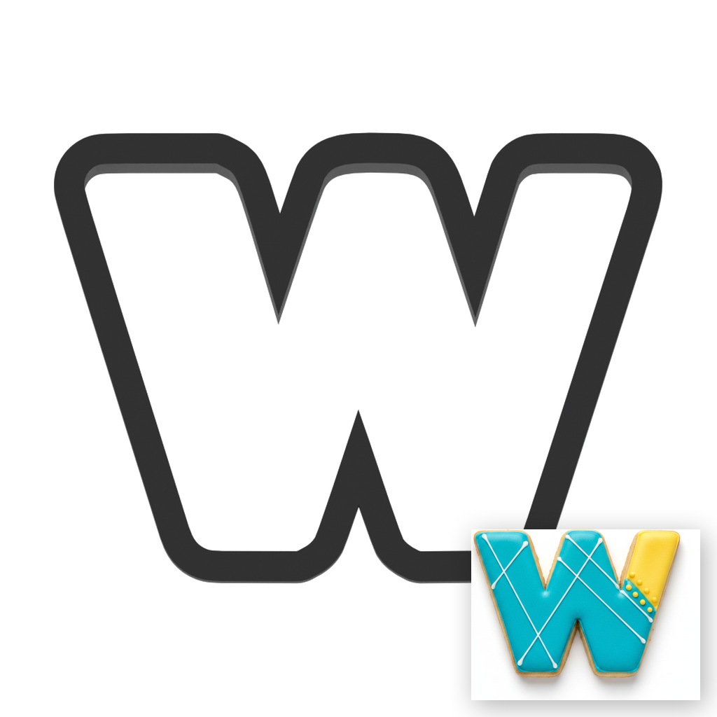 w Lowercase Block Letter Cookie Cutter with Easy Push Design — main photo