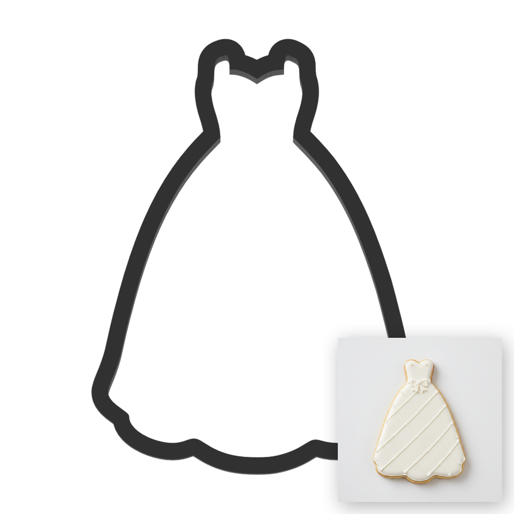 Wedding Dress Cookie Cutter with Easy Push Design — main photo