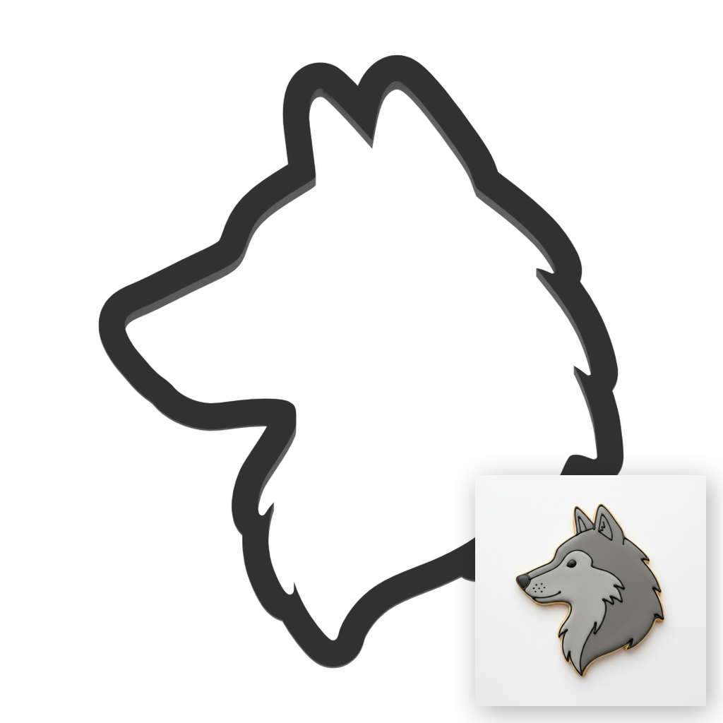 Wolf Head Cookie Cutter with Easy Push Design — main photo