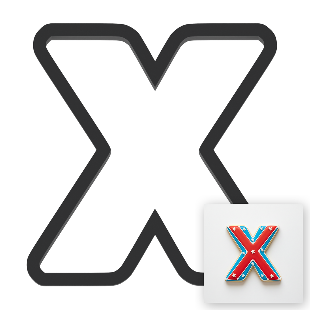 X Capital Block Letter Cookie Cutter with Easy Push Design — main photo
